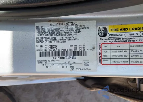 2012 Ford Fusion Se из США, поврежденный, VIN 3FAHP0HA0CR429418